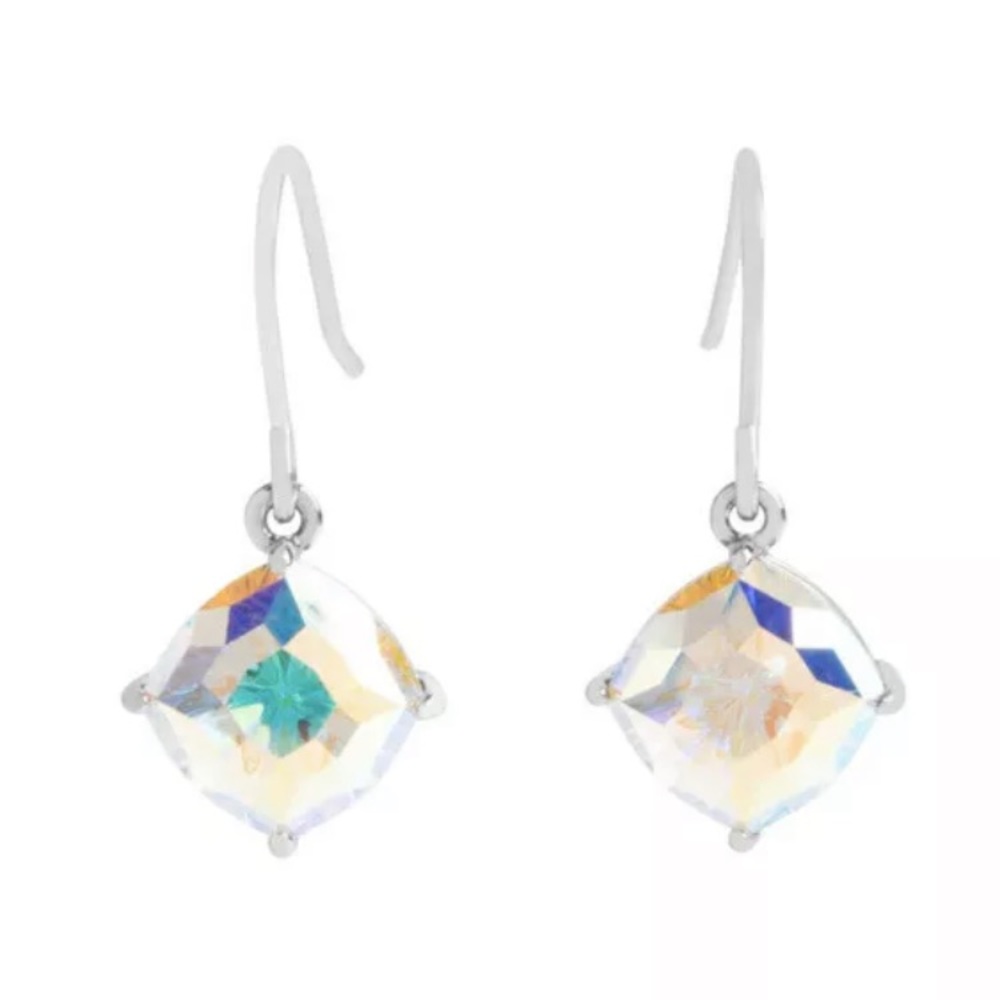 Origami Owl Clear AB Mystic Square Drop Earrings